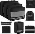 9 Set Packing Cubes Luggage Packing Organizers for Travel Accessories Space Saving Travel Bags for Carry On, Lightweight Mesh Zipper, Clothes, Shoes, Laundry and Shoe Bag, Suitcases (BLACK)