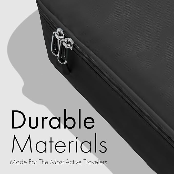 (Not Made In China) Packing Cubes For Travel, Luggage and Suitcase Organizer Bags, Carry On and Backpack Space Savers, Lightweight Waterproof Nylon, 8pc Set, Black