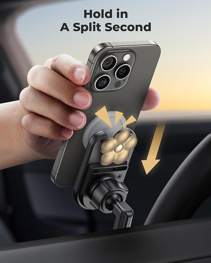 Universal Socket Car Vent Mount Works with PopSockets, Magnetic Socket Phone Holders for Car Air Vent, Hands Free Car Phone Mount Fits All Phones with Pop Grip Ring Holders - Black