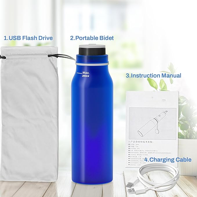 Portable Bidet for Travel with 6 Spray Settings, High Pressure Handheld, Rechargeable Electric Portable Bidet for Women & Men (Blue)