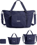BAGSMART Foldable Travel Bag, 37L Expendable Personal Item Bag, Lightweight Weekender Bags for Women, Water Resistant Extra Carry on for Travel, Navy Blue