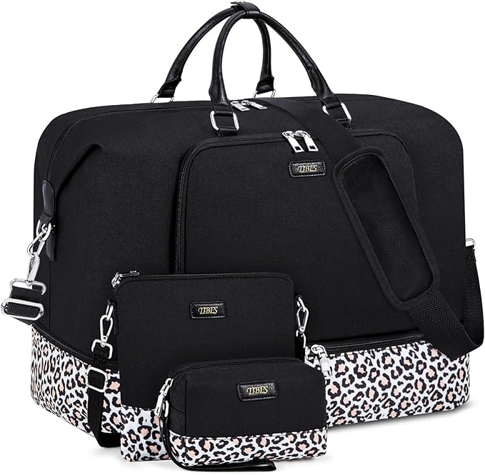 Travel Weekender Bag for Women, 21" Overnight Bag with Shoe Compartment 50L Large Travel Duffel Bag Carry On Tote for Weekend, Overnight, Business Trips, Water Resistant