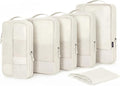 BAGSMART Compression Packing Cubes, Durable Travel Packing Cubes for Carry-On Suitcase, Lightweight Compressible Luggage Organizer Cruise Ship Travel Essentials, 6-Pack 1L+3M+1S+Shoe Bag, Light Beige