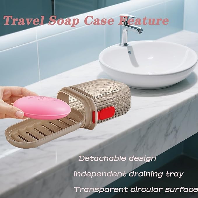 4 Pack Travel Soap Case and Toothbrush Travel Case Portable Soap Holder Toothbrush Holder with Cover Leakproof Soap Container for Trip Bathroom Camping Gym Outdoor (clear grey)