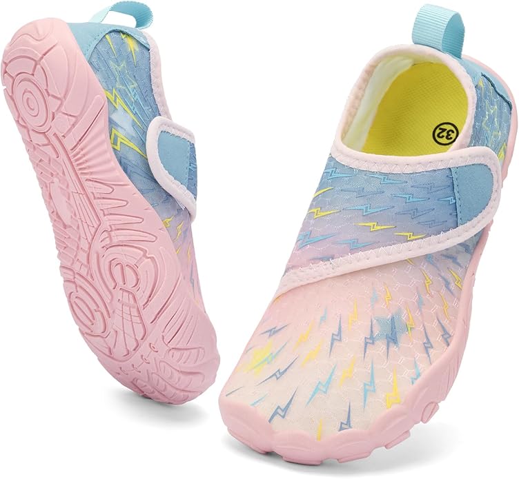 Kids Water Shoes Boys Girls - Wide Toe Box Quick Dry Barefoot Shoes Breathable Non Slip Aqua Athletic Sneakers for Swim Beach Pool Kayak Hiking Sand Walking Travel Essentials (Little Kid/Big Kid)