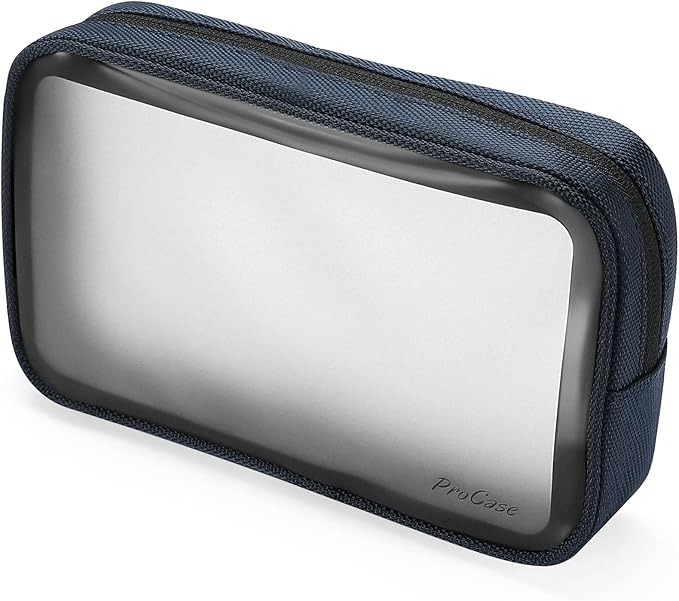 ProCase TSA Approved Travel Toiletry Bag Pouch, Matte Clear Travel Organizer Airport Carry-On Checkpoint Airline Compliant Storage Bag -1 Pack, Navy