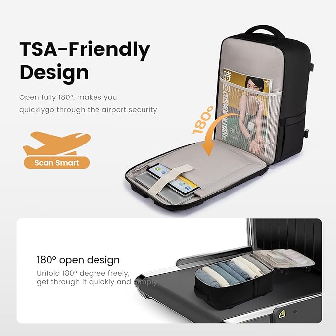LOVEVOOK 50L Travel Backpack for Men, Airline Approved Carry On Bag with 3 Packing Cubes, TSA Overnight Bags, Waterproof Personal Item Bag, Weekender Essentials Backpacks fits 18" Laptop