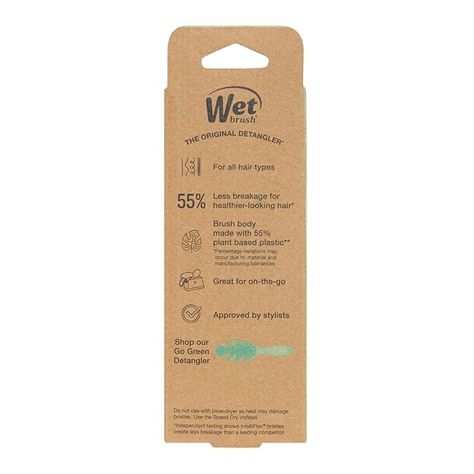 Wet Brush Go Green Mini Detangler, Purple - Detangling Travel Hair Brush - Ultra-Soft IntelliFlex Bristles Glide Through Tangles & Gently Loosens Knots While Minimizing Pain & Breakage (Pack of 2)