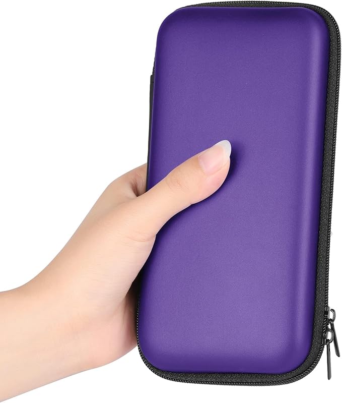 iMangoo Travel Essential Electronics Organizer Pouch Charger Case, Shockproof Dual Zipper Power Bank Cables Tech Accessories Purse, Men & Women Travel Must Have Storage Bag, 6.5x3.2x1 inch Purple