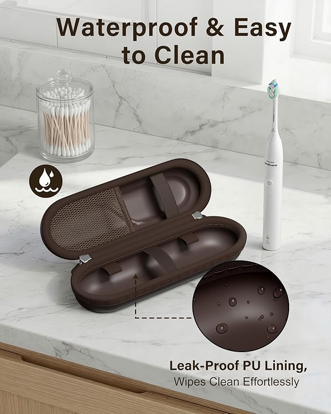 ProCase Toothbrush Travel Case for Oral-B/Oral-B Pro 1000 1500 5000 7000 7500 6000 9600/ Phlips Sonicare 4100 5100 1100 6100 5300 Oral-B iO Electric Toothbrush Portable Hard Container -Chocolate
