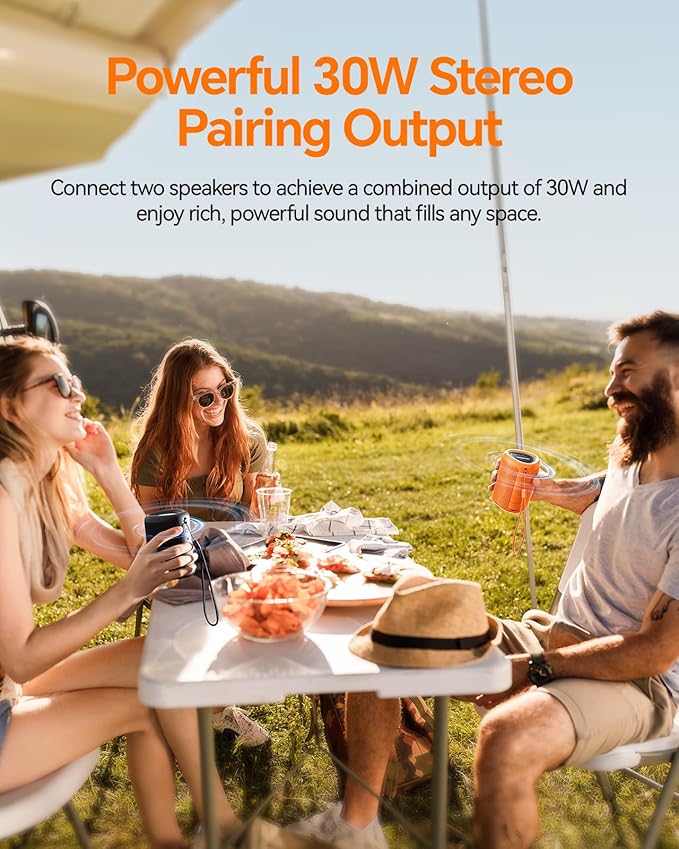 Portable Bluetooth Speaker Beach Essentials: Powerful Crystal Clear Sound/Dynamic Light/IPX5 Waterproof/All Day Playtime/Wireless BT 5.3/TWS Paring, Mom Gifts, Outdoor|Travel|Camping|Pool Accessories