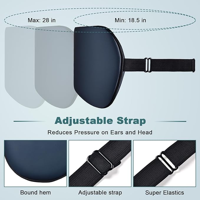 Sleep Mask for Side Sleeper Women Men, Eye Mask for Sleeping Light Blocking, 3D Contoured Cup Sleeping Mask, Soft Breathable Sleep Eye Mask with Adjustable Elastic Strap for Travel (Blue)