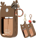 Sonnorel 1 Pack Elk Silicone Case Compatible with Touchland Hand Sanitizer Spray (Fit for 1 FL OZ/30 mL Ver), Portable keychain, Small Bell, Cute Deer Antlers (Brown)