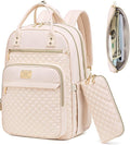 Tealari Laptop Backpack for Women,15.6 Inch Laptop Backpack for Work,Water Resistant Travel Backpack,College Bookbag with Wallet (Beige)