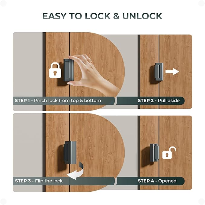 Greatalent 6Pack Home Security Door Reinforcement Lock Childproof, Door Lock for Kid Safety, Door Latch Stopper for Front Door Inside Top of Door, Aluminum Construction Finish