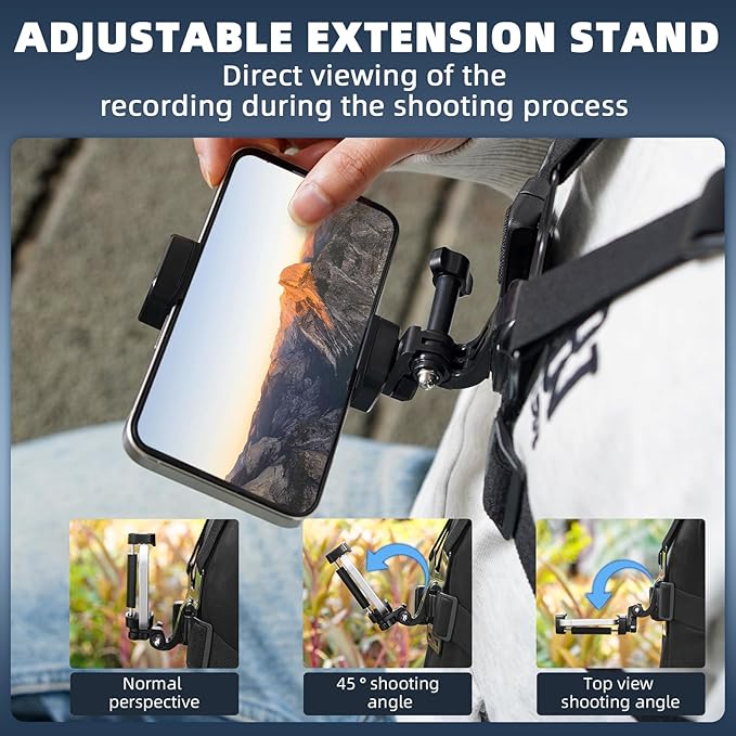 BRDRC Pocket 3 Chest Mount,Hand Free Vlog Video Body Chest Harness Strap for DJI Action 5 Pro/4/3/Pocket 4,POV Shooting Body Strap Holder Clip Kit for GoPro, for Insta360 X3 X4, Phone Accessories