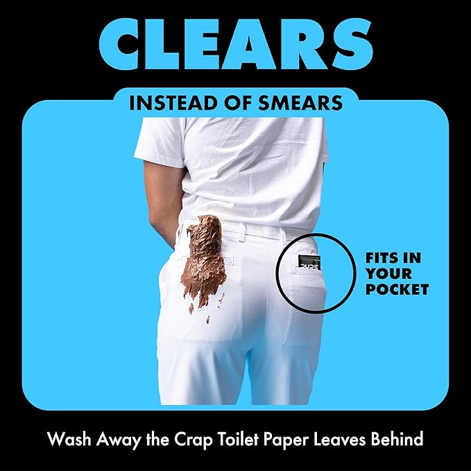 DUDE Wipes On-The-Go Unscented Travel Wipes - 2 Pack, 60 Count (Individually Wrapped) - Extra-Large Adult Flushable Wipes for Sensitive Skin - Infused with Vitamin E & Aloe - Septic and Sewer Safe
