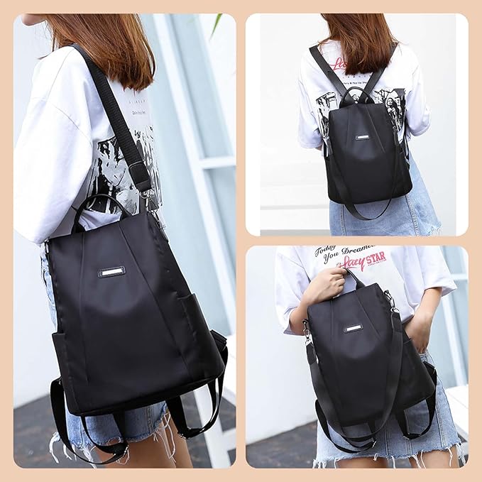 Women Backpacks Anti-Theft Ladies Backpack Purse, Women's Fashion Backpack Shoulder Bag with Replaceable Strap (Casual, Black)