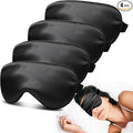 4 Pack Silky Sleep Masks for Women Men, JroyJoy 100% Blackout and Super Soft for Sleeping with Adjustable Strap, Satin Eye Mask for Side Sleeper, Travel Eye Covers (004 Black*4pcs)