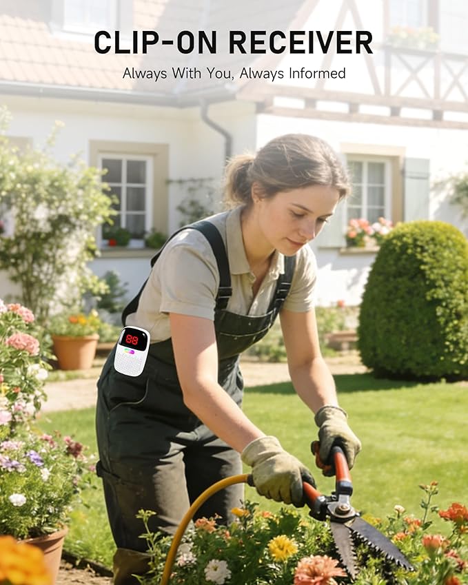PILSAMAS Bed Alarms for Elderly Dementia Patients - Digital Sensor ID Display & Clip-On Caregiver Pager, Wirelss 1000ft Range, No Month Fee, Motion Sensors for Fall & Room Exit Alerts