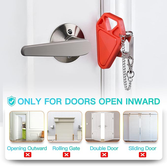 Portable Door Lock Travel Hotel Safety: Hotel Door Locks for Travelers, Home Apartment Security Locker from Inside Room Bedroom Women Travel Gifts Traveler Stocking Stuffers Traveling Essentials