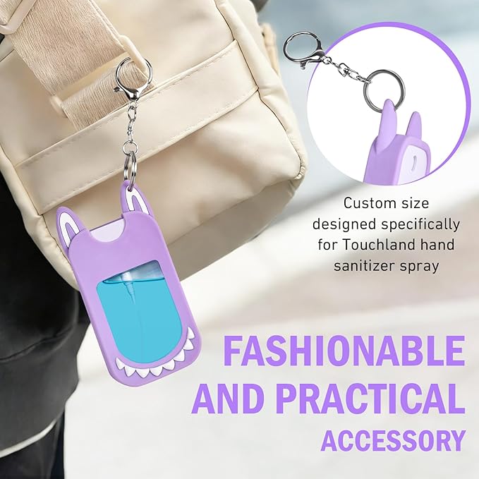 Silicone Case Compatible with TOUCHLAND 30ml/1oz Hand Sanitizer Spray, Vibrant Colors, Cute Style (Purple)