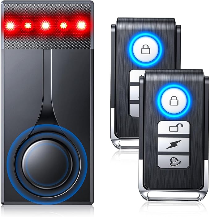 108dB Car Alarm System, Car Anti-Theft Vibration Sensor Alarm & Red Light, 2 Wireless Remote, Anti Theft Vehicle Device with Magnetic Install Design for RV, SUV, Truck (Upgrade 4.0)