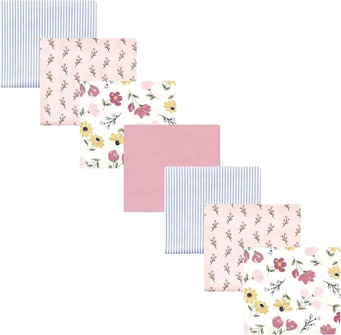 Hudson Baby Unisex Baby Cotton Flannel Receiving Blankets Bundle, Soft Painted Floral, One Size