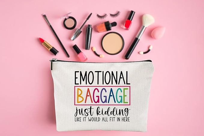 ZUYUROU Funny Gifts for Women, Friends, Hostess Gift Ideas Cool Gifts for Women Mom Grandma Birthday Gift Ideas Gag gifts Girls Weekend Fun Makeup Travel Bag Cosmetic Bag Emotional Baggage