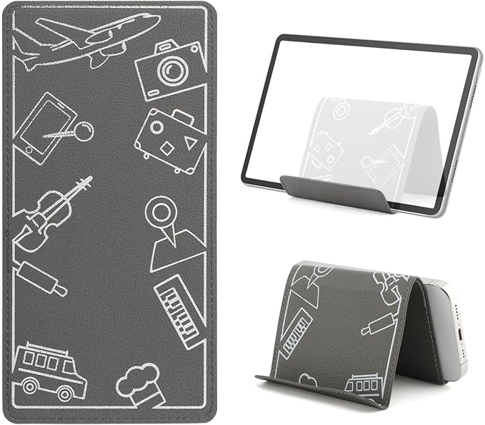 Airplane Phone Holder, Flexible Tablet Holder Plane Travel Essentials, Flex Flap Phone Stand for Flying Desk Treadmill Hotel Smartphone Mobile Devices (Grey)