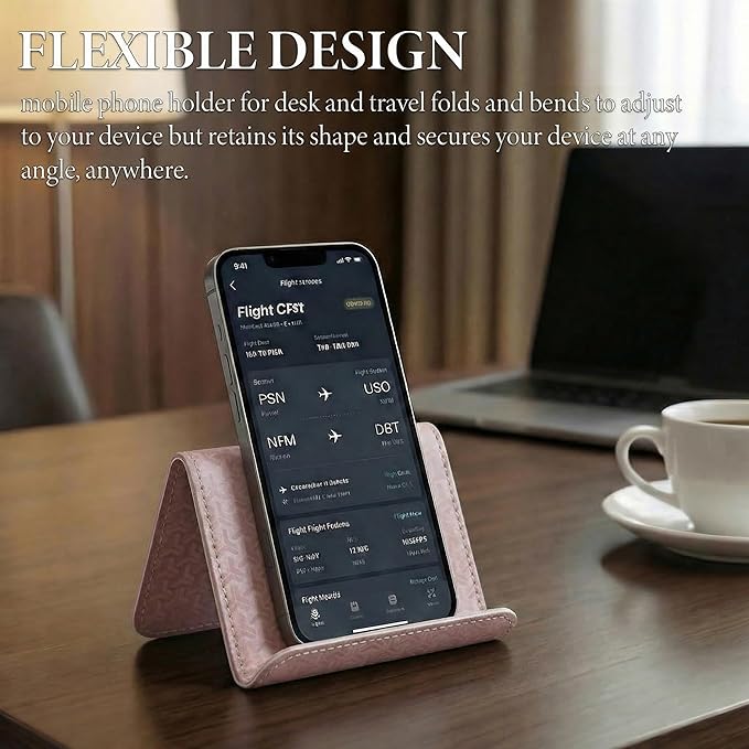 QIELIZI Airplane Travel Essentials for Flying Flex Flap Cell Phone Holder & Flexible Tablet Stand for Desk, Bed, Treadmill, Home & in-Flight Airplane Travel Accessories(1-Triangle Flesh)