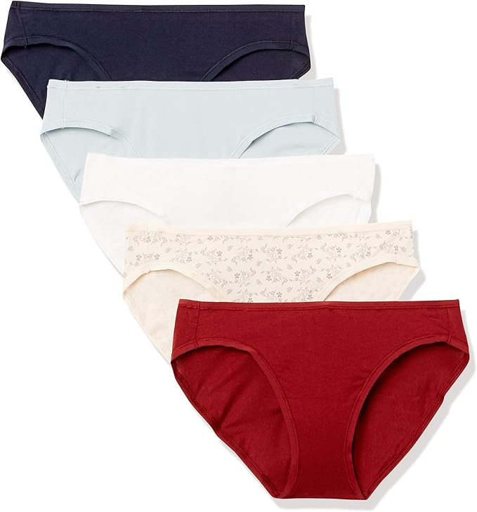 Amazon Essentials Women's Breathable Cotton Bikini Brief Underwear with Full Coverage, Multipacks