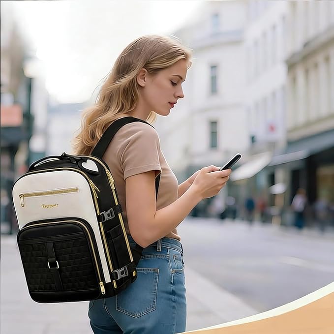 Taygeer Carry on Backpack for Airplanes, TSA Travel Backpack with Shoe Compartment & Luggage Tags, Airline Personal Item Bag for Women Teens, Black