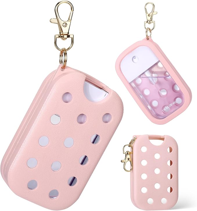 Palksky Hand Sanitizer Spray Case for Touchland,Hand Sanitizer Case with Keychain Holder for Power Mist and Glow Mist1 fl OZ Travel Size(Pink),Not Include Spray
