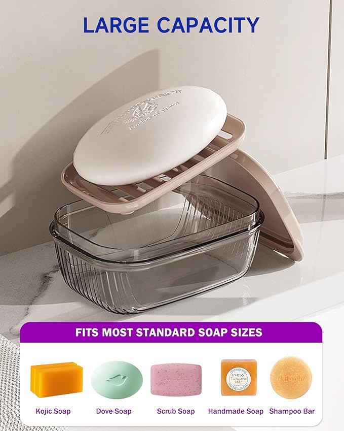 8-Piece Soap Bath Kit with Travel Soap Case Holder Dish Bag Saver, Lathering Pouch for Home, Travel, Camping, Gym, Hotel(Clear)