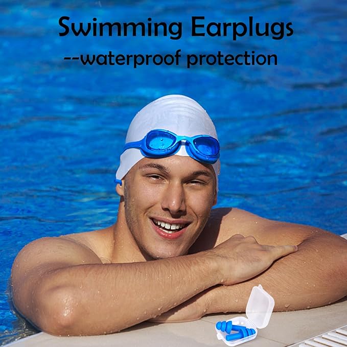 Leffis Noise Cancelling Ear Plugs for Sleeping, 50 Pairs Reusable Soft Silicone Earplugs, Waterproof Hearing Protection for Snoring, Swimming, Shooting, Concerts, Work, Travel