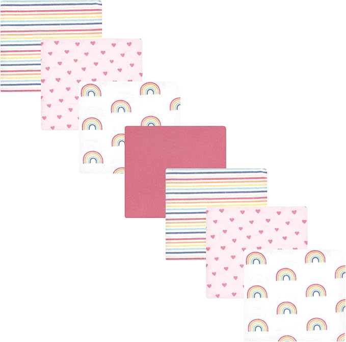 Hudson Baby Unisex Baby Cotton Flannel Receiving Blankets Bundle, Creative Rainbow, One Size