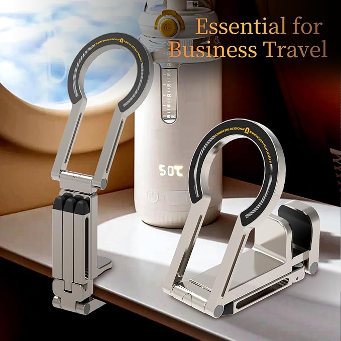 Hualele Magnetic Phone Tripod Stand for Magsafe Accessories - Mini Pocket Cell Phone Stand Strong Quick Mount Phone Holder Travel Essentials for Cell Phone Video Recording Camera Mounts, Silver