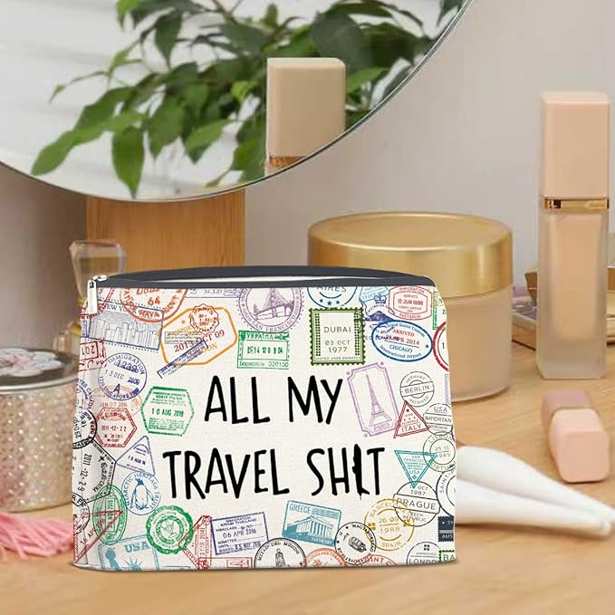 LyoGao Funny Travel Gifts for Women Makeup Bag, Travel Essentials Cosmetic Bag Toiletry Bags Gift for Travelers Girls Trip