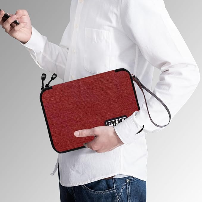 Lcsmaokin Electronics Travel Organizer,Portable Waterproof Electronic Travel Storage Bag for Small Charging Cord Storage,Charger,SD Card etc,for Travel,Business-Wine Red Black