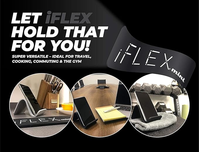 iFLEX Mini Flexible Phone Holder for Travel, Work and Home – This Travel Cell Phone Stand is The Perfect iPhone Holder and Works with Any Smartphone – Non-Slip Grip, Strong and Durable - Classic Blue