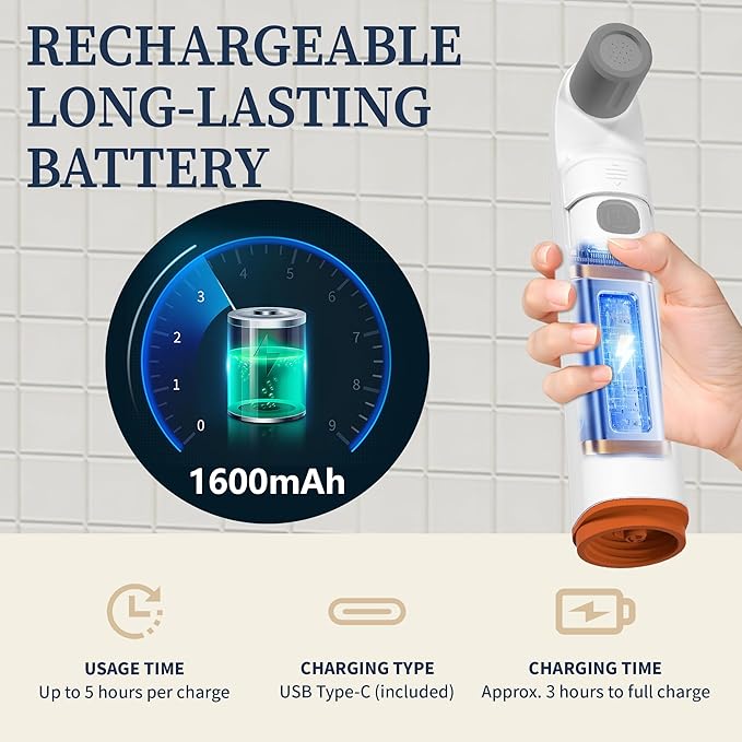 Portable Bidet with LED Display – High Pressure Travel Bidet with Shower-Head, 2.5L Tank, Dual Modes & Adjustable Spray | 1600mAh Battery | Leakproof IPX6 | for Women, Men & Postpartum Care(Gray)