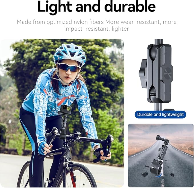TELESIN Camera Clamp Mount Bike Motorcycle Handlebar Mounts Accessories, 360 Ball Joint Tube Roll Bar Holder Clip for DJI Osmo Pocket 4/DJI Osmo Action 6/Action 5 4 Pro/Hero 13 12 11 10 9/Insta 360 X5