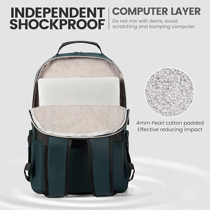 LOVEVOOK Laptop Backpack for Women 18.4 inch,Cute Womens Travel Backpack Purse,Professional Laptop Computer Bag,Waterproof Work Business College Teacher Bags Carry on Backpack with USB Port,Blue-green