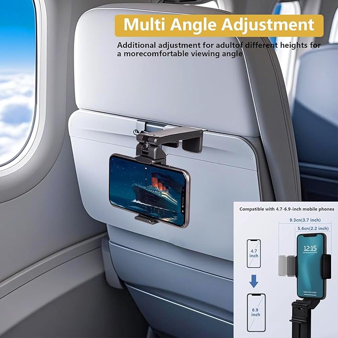 Airplane Phone Holder，Directional Dual 360 Degree Rotation.Airplane Phone Holder,Travel Essential Item, Long-Distance Flight Essential Item，Suitable for 4-7 inch Mobile Phones