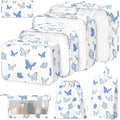 8 Set Packing Cubes for Suitcases,Packing Cube with Shoe, Cosmetics, Clothing, Accessories Bags Packing Cubes for Travel Luggage Organizer Women Men(Butterfly)