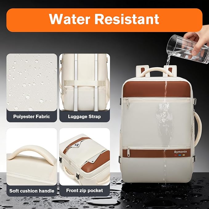 Smart Suitcase-style Laptop Backpack, 25L / 35L Practical Travel Bag for Work, Leisure & Flight, Luggage-Style Commuter Pack (Beige, 25L)
