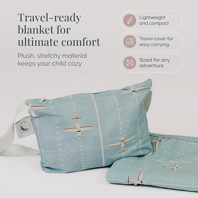 Beddy's Little Roamer Blanket - Travel Blanket for Toddlers & Kids - Packable with Carrying Bag - Lightweight & Cozy - Machine Washable - Take Flight Design
