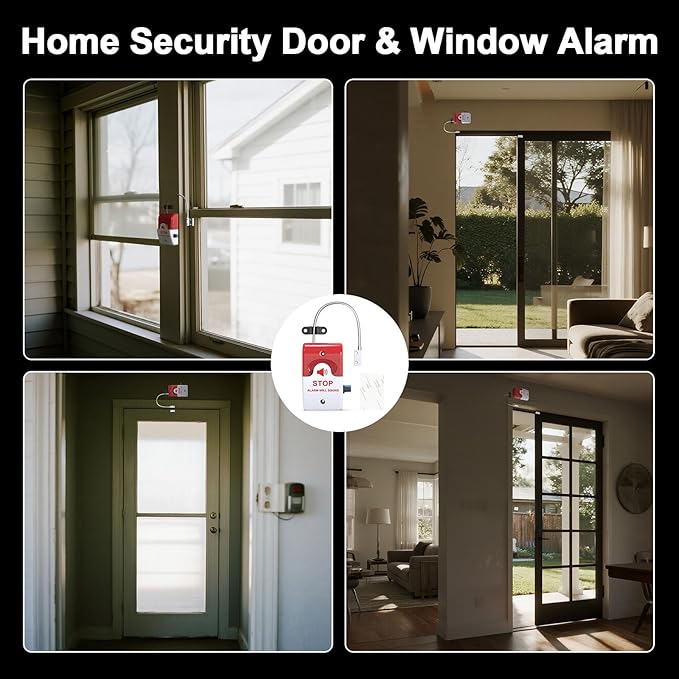 Exit Door Alarm with 110dB Siren, Emergency Exit Security Device, Easy Installation, Battery Powered, Magnetic Sensor for Unauthorized Entry Prevention, Home, Warehouse, Office, Retail Use
