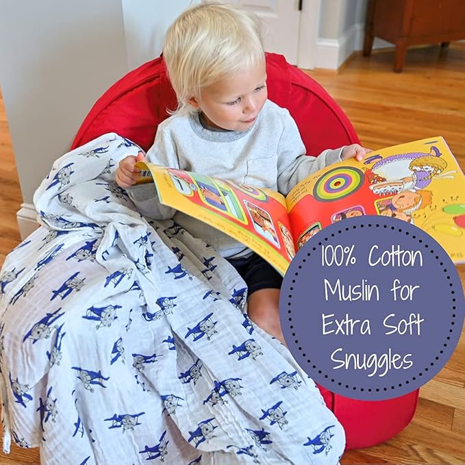 LollyBanks 3 Pack Muslin Swaddle Blanket, 100% Muslin Cotton Soft Swaddle Blankets for Baby Boys, 47 X 47 Inches Cozy Swaddles for Newborns, Baby Essentials, Registry (Trucks Airplanes and Trains)